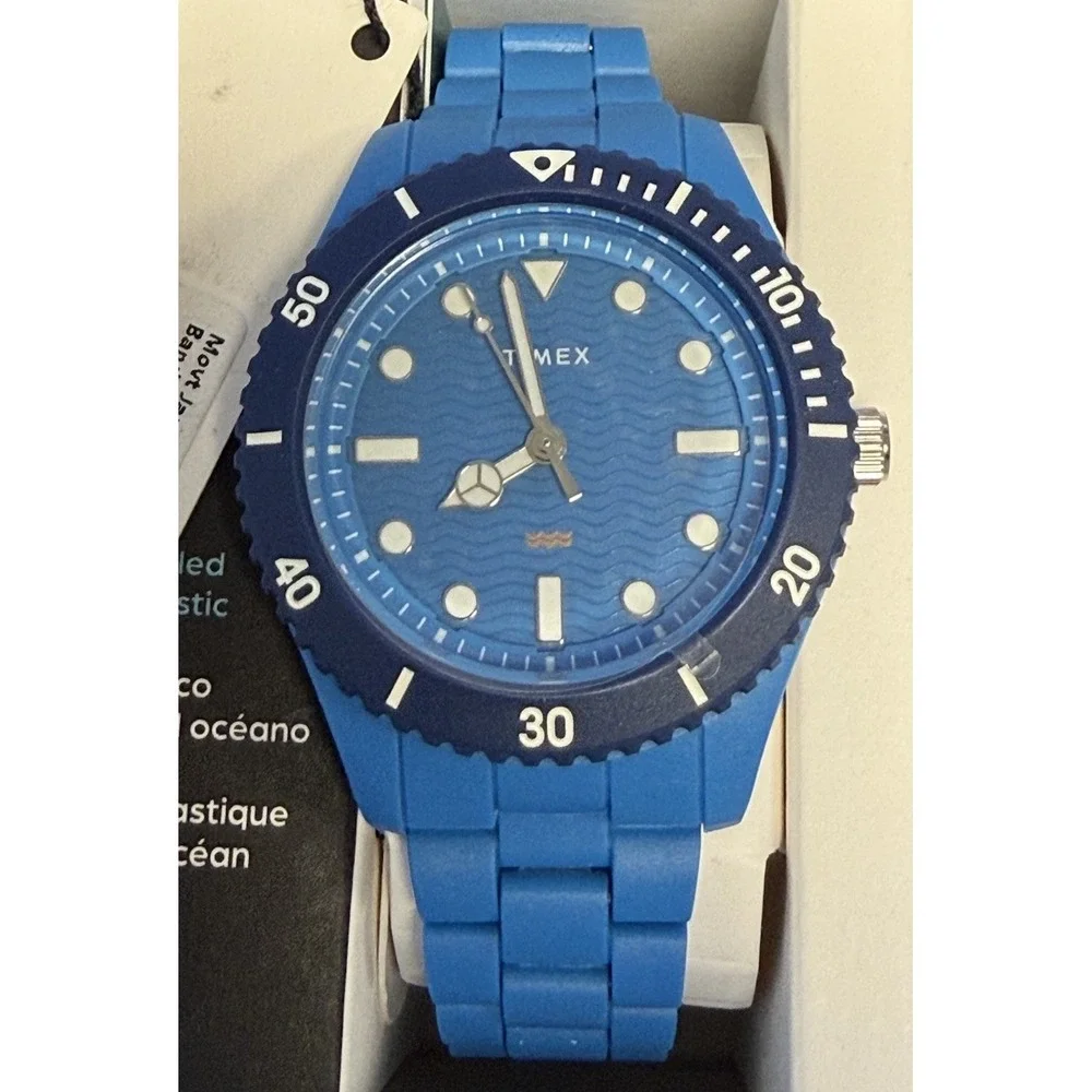 Timex Legacy Quartz Blue Tidal Ocean Dial Men's Watch TW2Y04300 Recycled Plastic